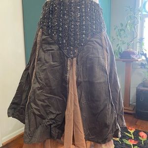 Muted earthy tone midi skirt